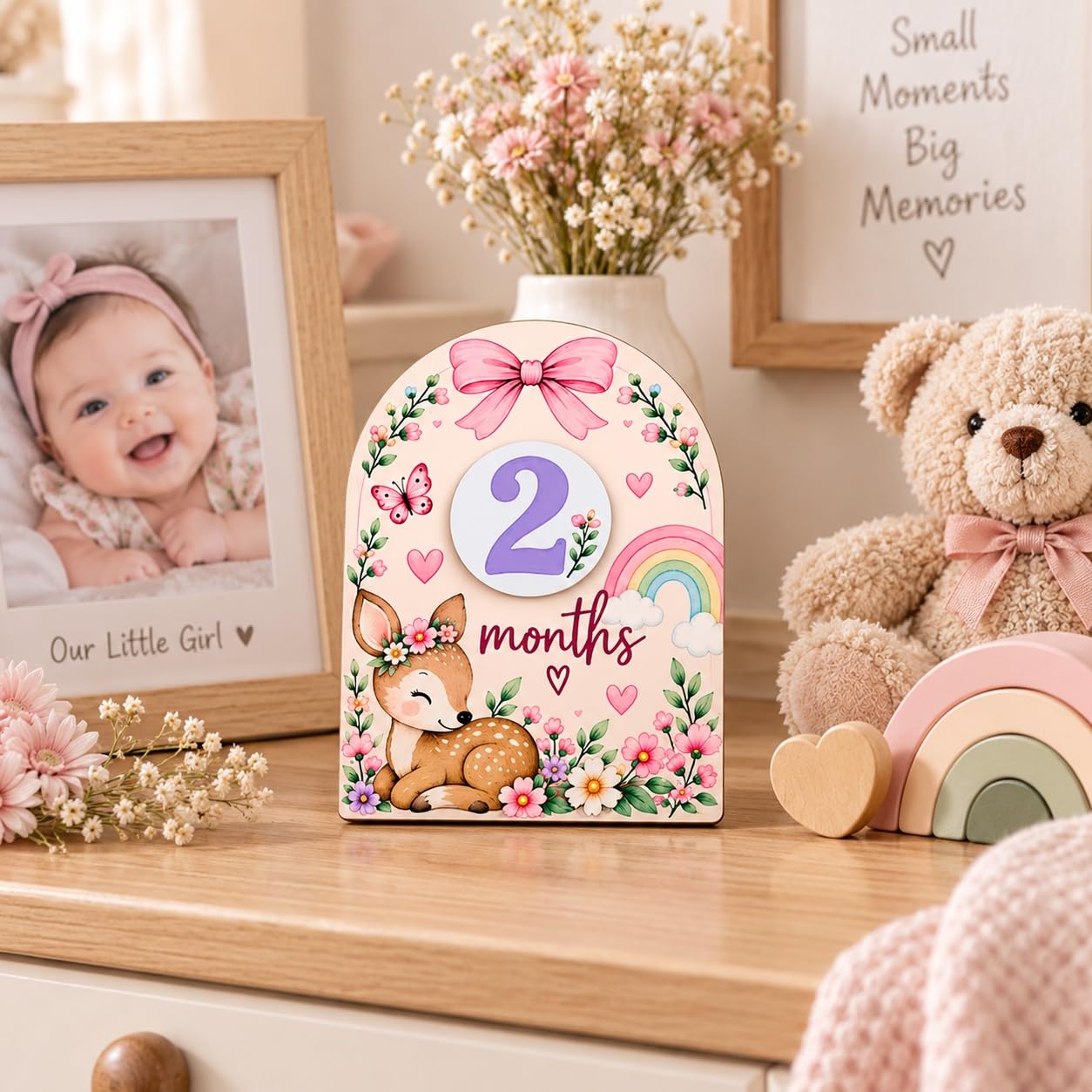 Cute bunny milestone board for baby photoshoot