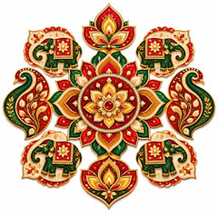 paisley rangoli design for Diwali