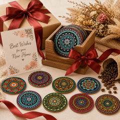 wooden mandala coasters for home
