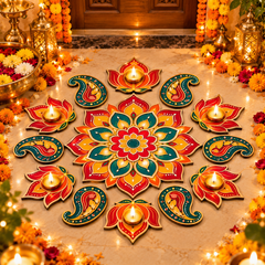 Govardhan Puja and Bhai Dooj floor decoration