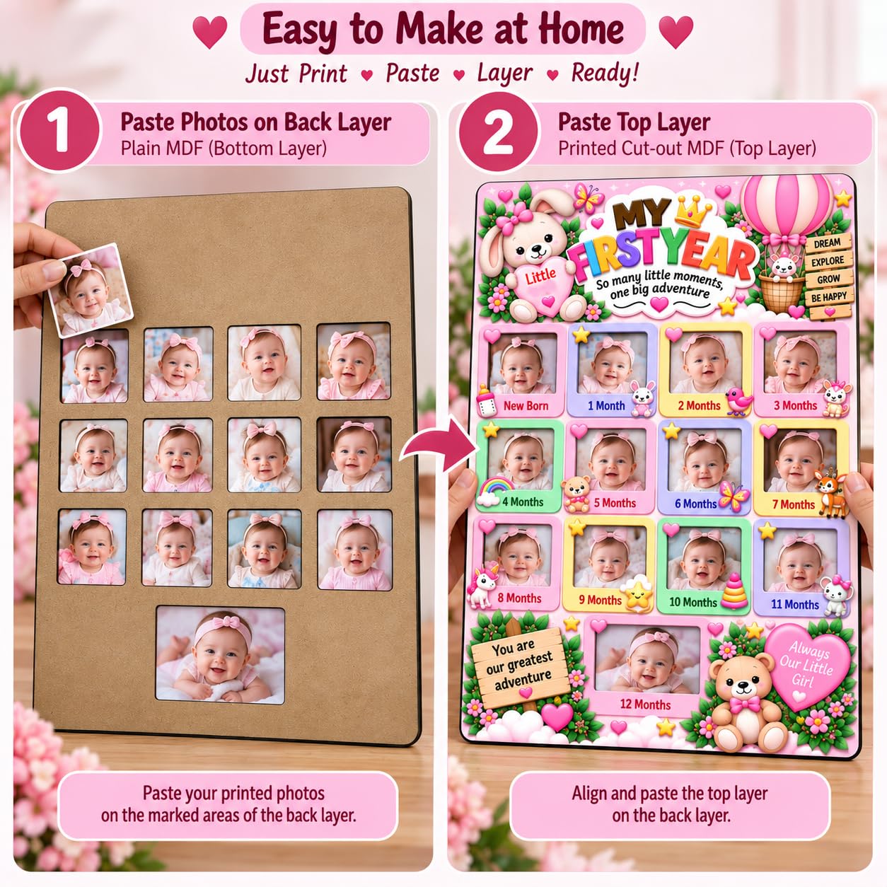 Newborn monthly milestone photo frame for babies