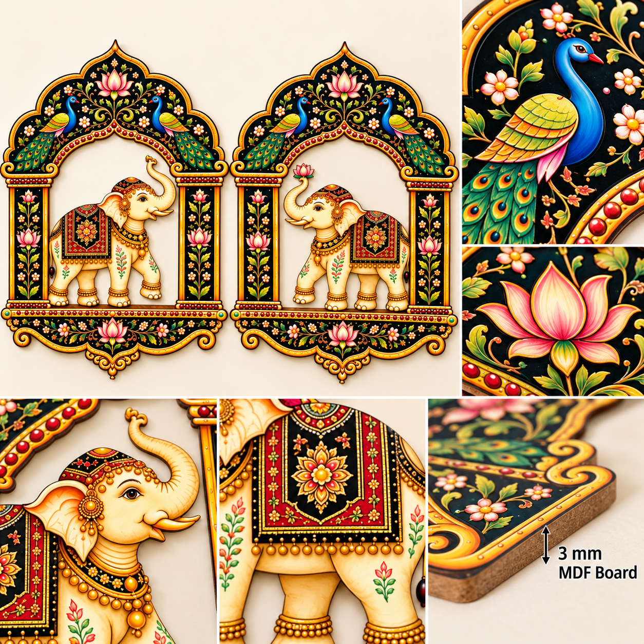 3mm MDF elephant wall decor for home interiors