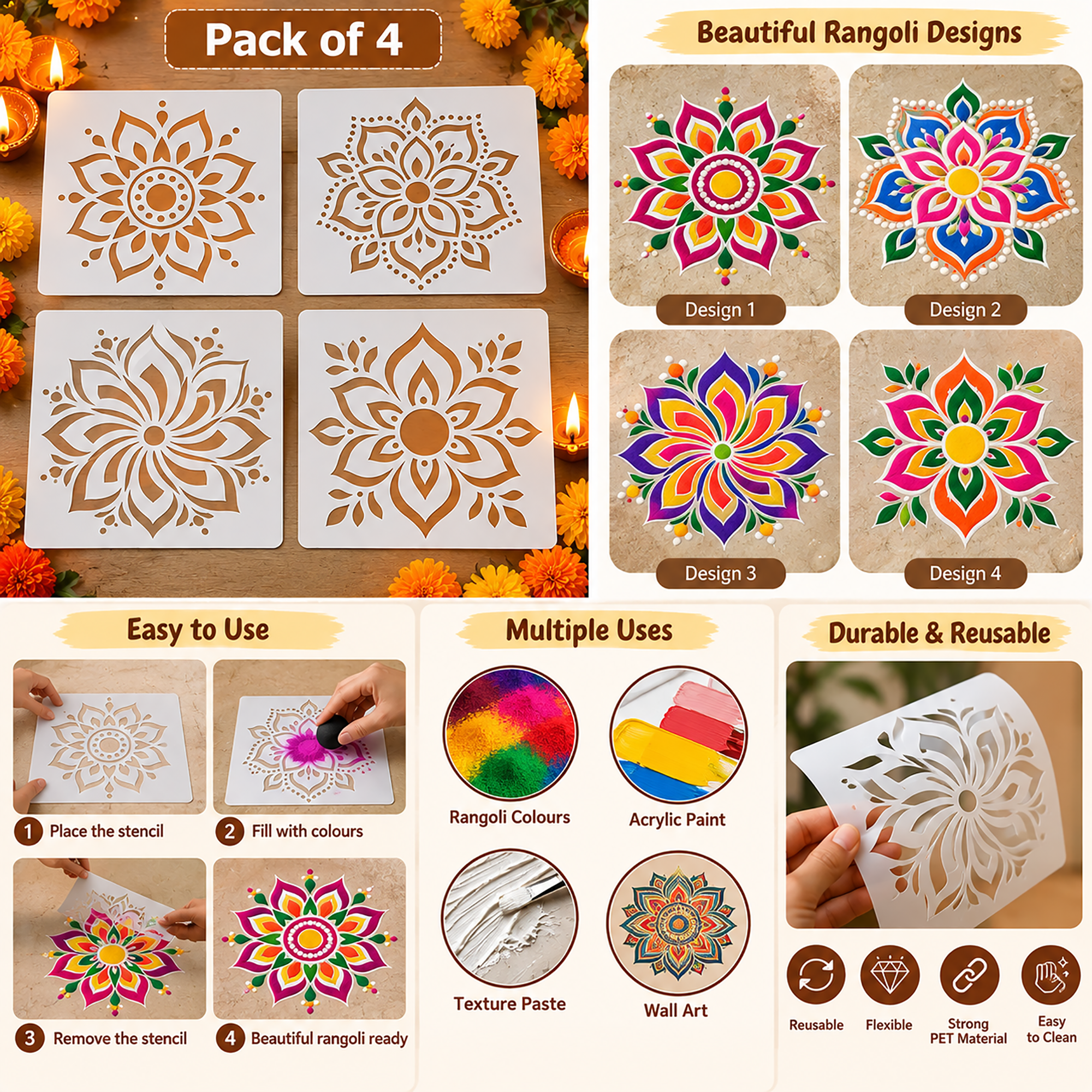 diwali floor rangoli template