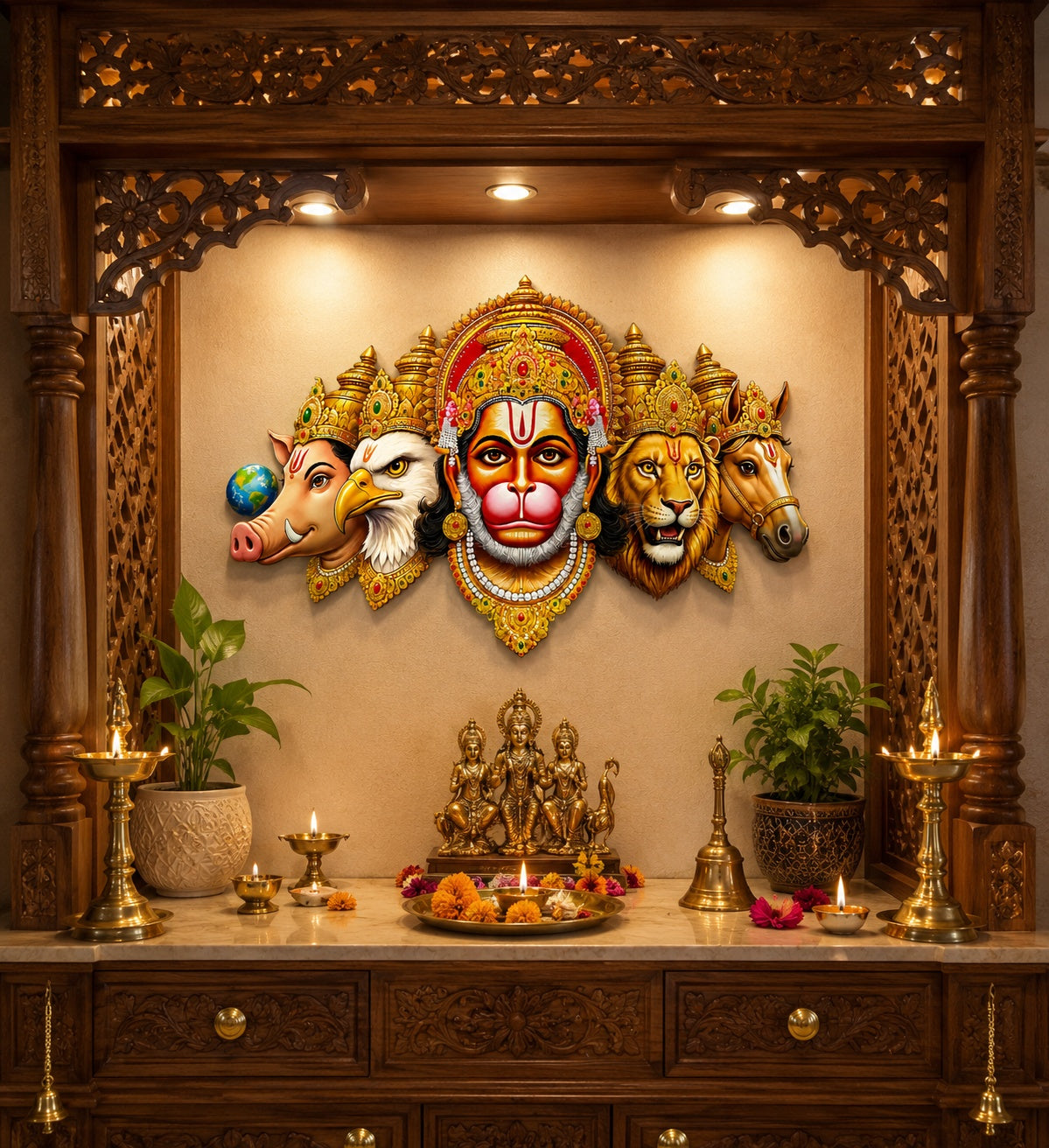 Panchmukhi Hanuman religious wall art