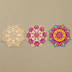 wooden carved mandala ornament for painting
