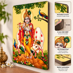 God Krishna wall painting for temple corner