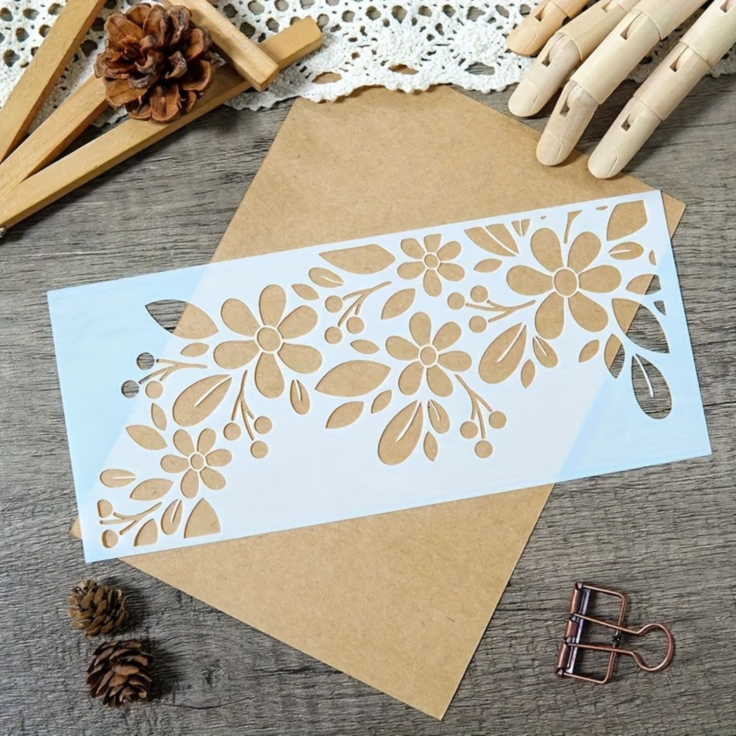 floral stencil for card making and scrapbooking