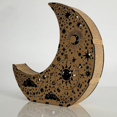 Cliths Wooden Moon Tealight Holder Ramadan Eid Night Light 3D Sun & Star Design Table Decor