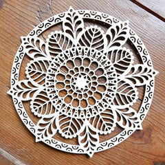 Cliths Floral Mandala Wall Hanging MDF Wooden Home Decor Woodland Flower Cutout MDF Ornament