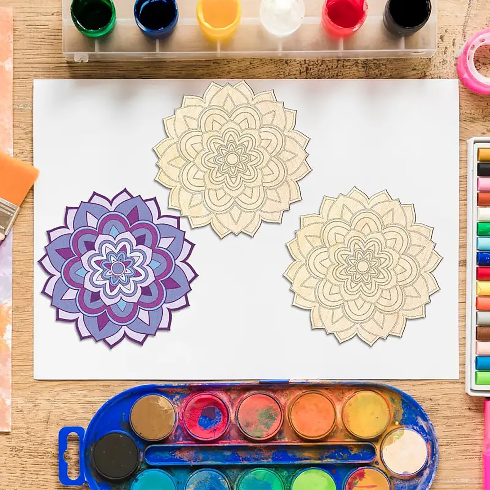 paintable wooden mandala blanks for creative wall decoration