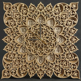Cliths Multilayer Mandala Wall Clock MDF Decorative Clock for Living Room Wooden Home Décor