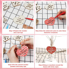 Cliths Valentine’s Day Wooden Cutouts MDF Heart, Bear & Gift Box Shapes DIY Craft Blanks for Kids’ Decor & Gifts