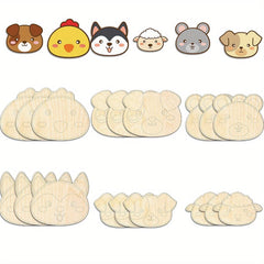 Set of wooden animal-shaped cutouts on a white background