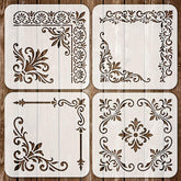 ornate floral corner stencil for diy crafts