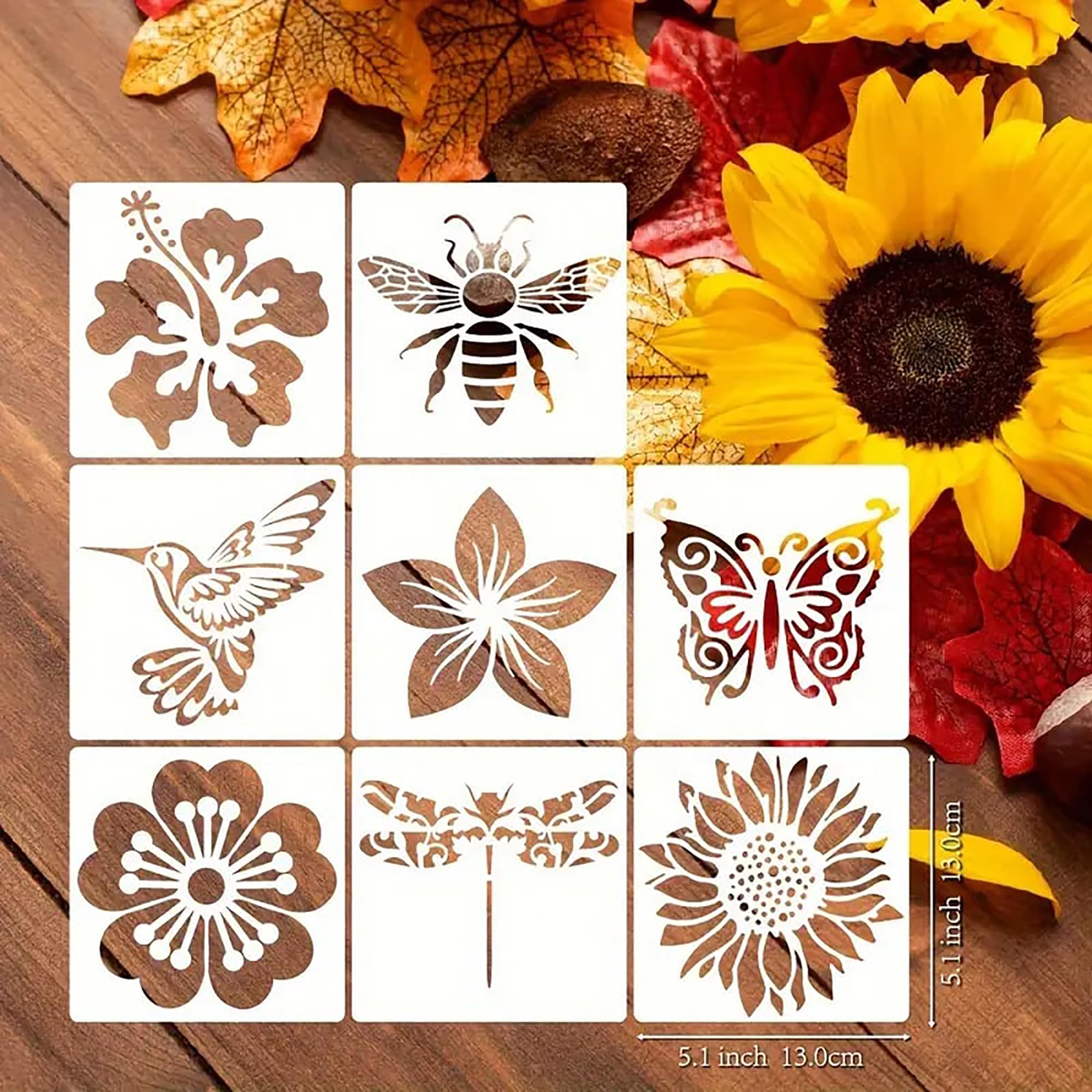 reusable bird and flower stencils