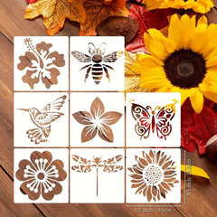 reusable bird and flower stencils