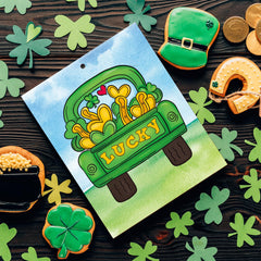 American Elm 12 Pcs Wooden Ornaments to Paint for Kids, Patrick's Day Themed Unfinished Predrilled Wood Slices for Crafts