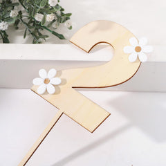 American Elm Wooden Daisy Cake Topper 2 MDF Flower Cake Decor for 2nd Birthday Party, Boho Theme, Baby Shower