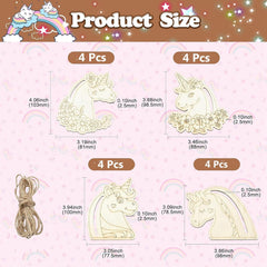 Cliths Pack of 20 Wooden Unicorn Head Cutouts Magical Craft Shapes DIY Graffiti Flower & Heart Decor Painting Blanks