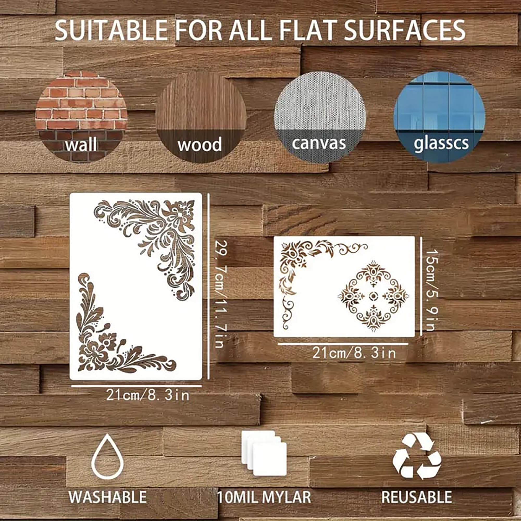 damask corner stencils reusable