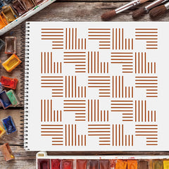 reusable geometric stencil for texture paste and mixed media