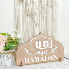 Cliths Ramadan Countdown Calendar Wooden Islamic Advent Calendar Table Decor Eid Celebration Gift