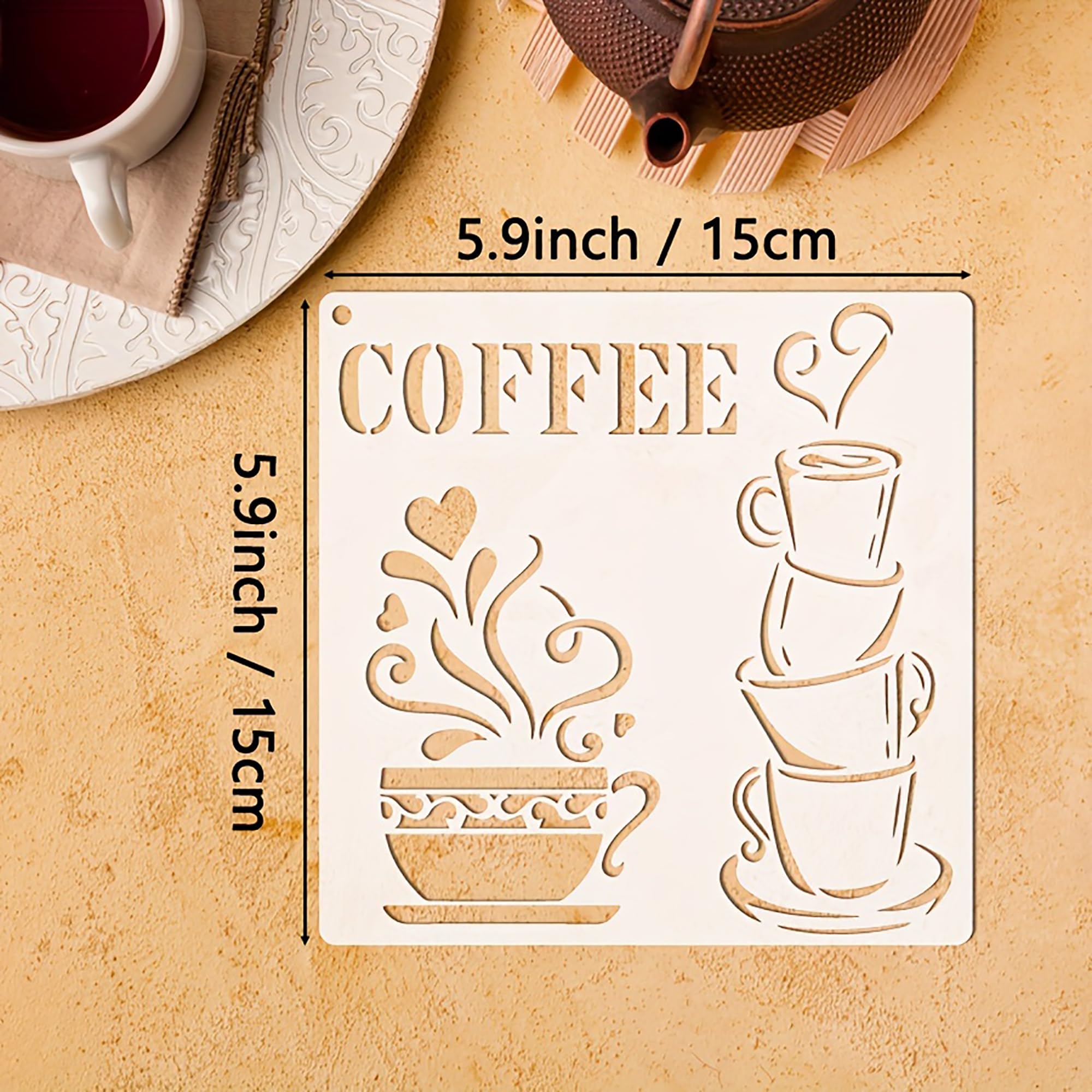 9-piece coffee cup stencils