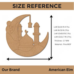 Eid decor wooden moon mosque craft