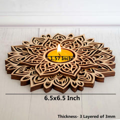 Cliths 3 Layer Mandala Tea Light Candle Holder MDF Diwali Decor Festive Centerpiece for Home