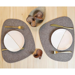 Cliths Heat Resistant Felt Placemats (Set of 2) Non Slip Table Mats for Dining Scratch Protection & Decorative Runner Good Gray Felt