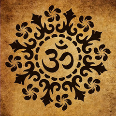Cliths Om Mandala Stencil for Painting on Wall Fabric Wood Paper Reusable Indian Spiritual Aum Symbol Template for Home Decor Art and Craft DIY Stenciling