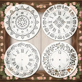 Cliths 4 Pcs Clock Border Stencil Template for Painting Reusable Plastic Brocade Design for Wall Fabric Furniture Wood Canvas DIY Craft and Home Decoration