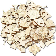 Cliths Pack of 28 Circus Wooden Cutouts Joker Elephant & Mask Shapes Craft Ornaments for Painting