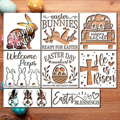 easter stencils reusable Easter bunny stencil plastic painting stencils for crafts DIY Easter decor templates Happy Easter sign stencil