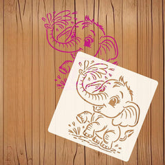 Reusable Baby Elephant Painting Stencil, PET Plastic DIY Art Template for Canvas, Fabric, Wood, Walls, Scrapbooking and Crafts, Washable Reusable Stencil for Painting