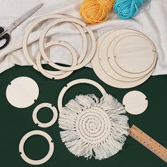 American Elm 12-Piece Macrame Ring MDF Cutting Guides for Perfect Wall Hangings & Crafts - 6 Dual-Layer Sets