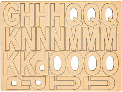 Wooden letters and numbers on a beige background