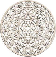 American Elm Mandala Wooden Wall Art Floral Oriental Design in Birch Plywood, Rustic Decor