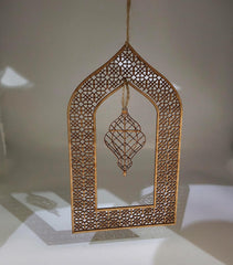 Decorative hanging item with intricate patterns on a neutral background