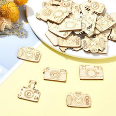 Cliths Pack of 20 Camera Wood Cutouts MDF Crafts DIY Photography Themed Decor Paintable Wooden Shapes