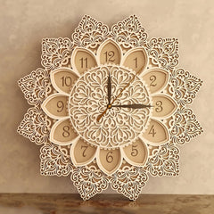 Cliths Multilayer Mandala Wall Clock Wooden Decorative Clock for Living Room Home Decor & Unique Gift
