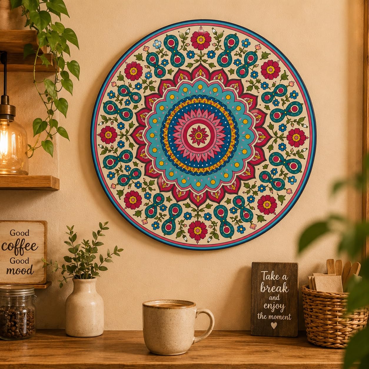 colourful floral mandala wall hanging