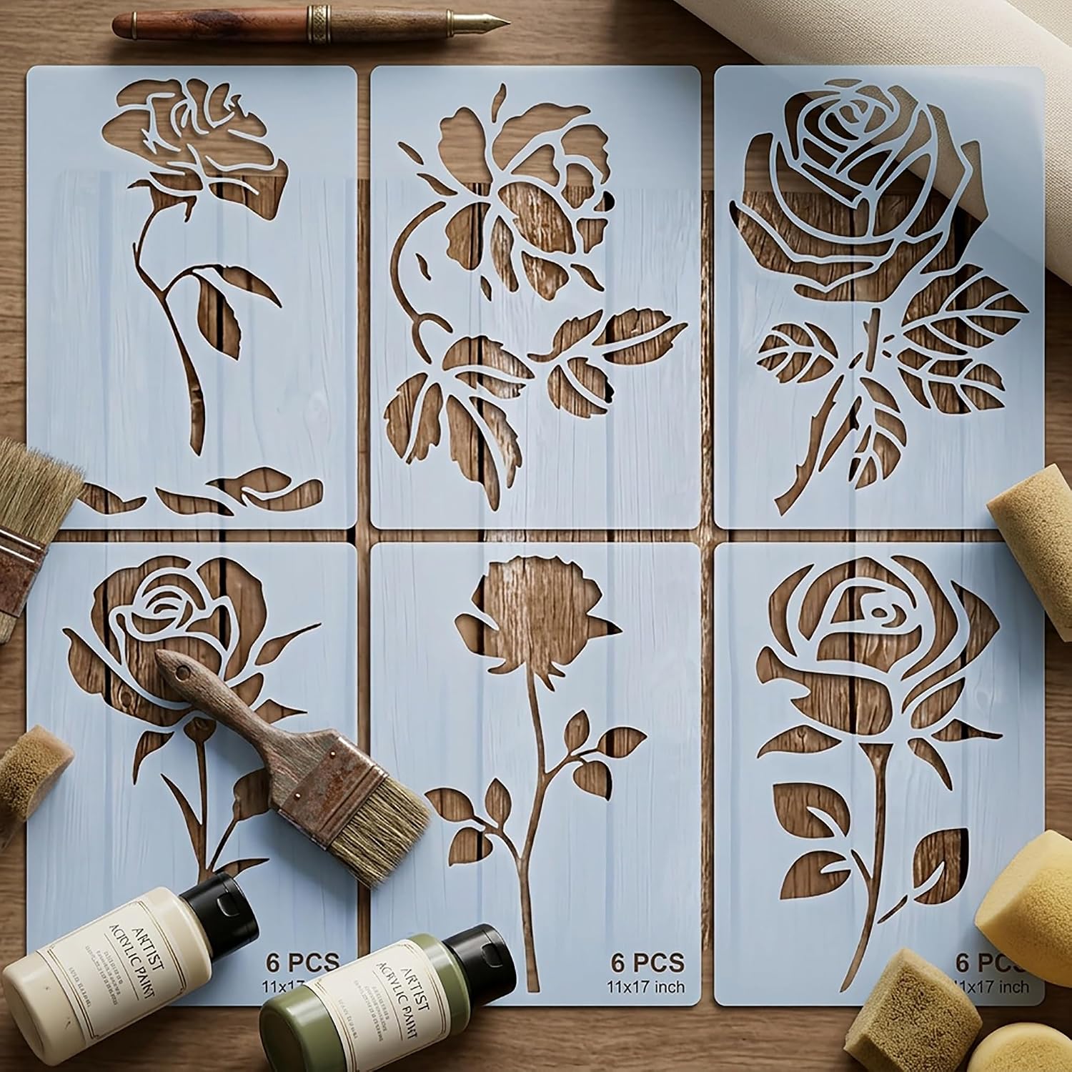 pet plastic rose stencil for painting