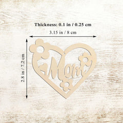 Cliths 20 Pcs Wooden MOM Heart Cutouts DIY Hanging Ornaments for Mother's Day Decor, Crafts MDF Unfinished Craft Blanks