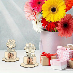 American Elm 12Pcs Wooden Flower Photo Frame DIY MDF Picture Holders with Stand for Painting Kids Craft Scrapbooking Gifting Mother’s Day Display Home Art Projects Unfinished Wood Frame