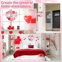 Collage of home decor items with heart shapes and balloons, creating a romantic atmosphere.