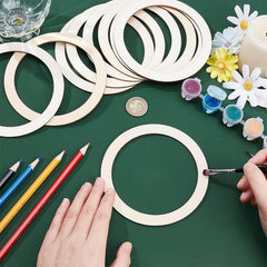 Cliths 30 Pcs Wood Rings Antique White MDF Round Cutouts for DIY Crafts, Christmas Decor, Pyrography