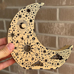 Cliths Wooden Moon Tealight Holder Ramadan Eid Night Light 3D Sun & Star Design Table Decor