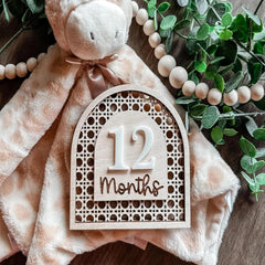 Cliths Boho Baby Milestone Cards Set 12 Month Markers with Wooden Board Photo Props Newborn Photoshoot