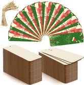 Decorative paper fan with tassel and two stacks of plain cards on a white background